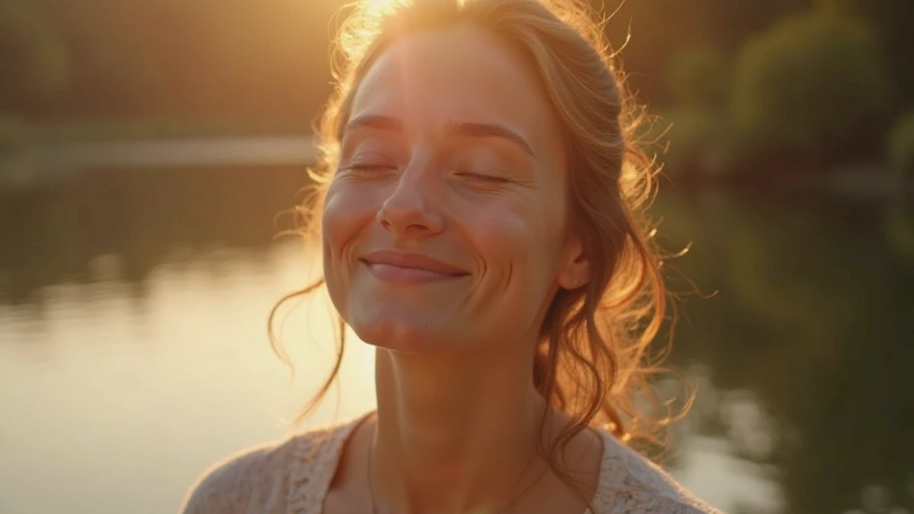 Pessoa serena encontrando paz interior, caminho guiado pela fé, tranquilidade sem religião, bem-estar espiritual.
