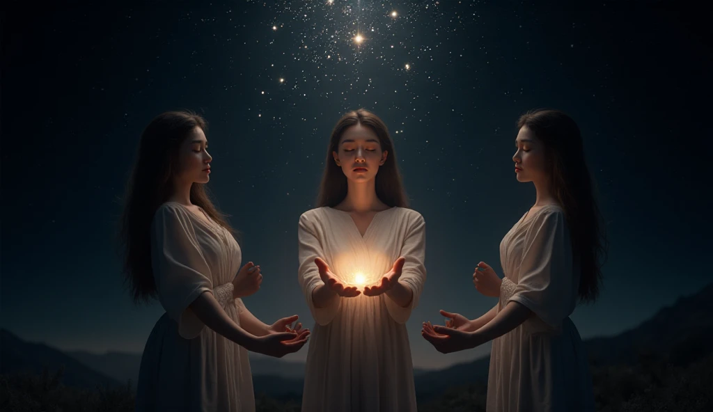 Pessoa sob o céu estrelado sentindo a presença e o cuidado de Deus.