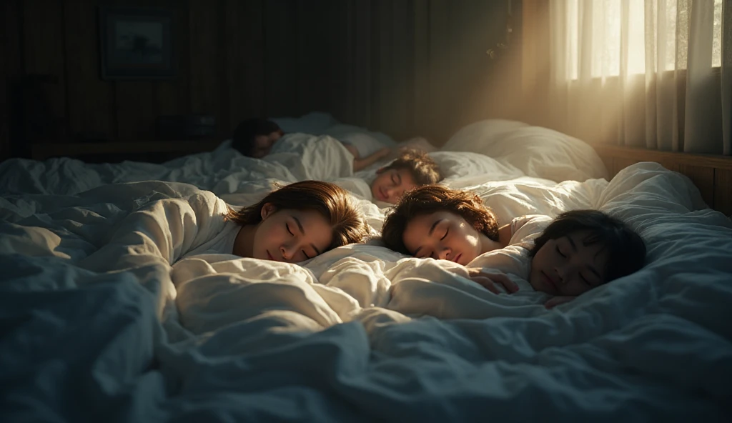 Pessoa dormindo em paz após uma oração da noite.