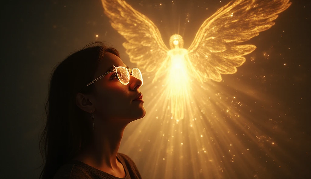 Pessoa enxergando dimensão espiritual invisível através da fé - Hebreus 11:1 fé como certeza do invisível