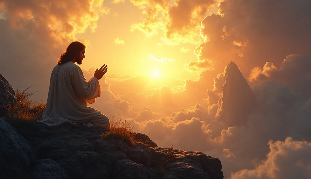 Jesus Cristo orando ao amanhecer no monte - exemplo bíblico do poder da oração matinal