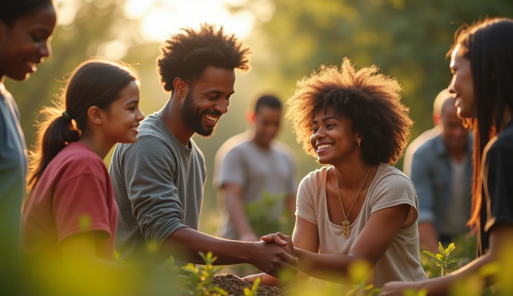 Comunidade cristã unida servindo ao próximo em amor