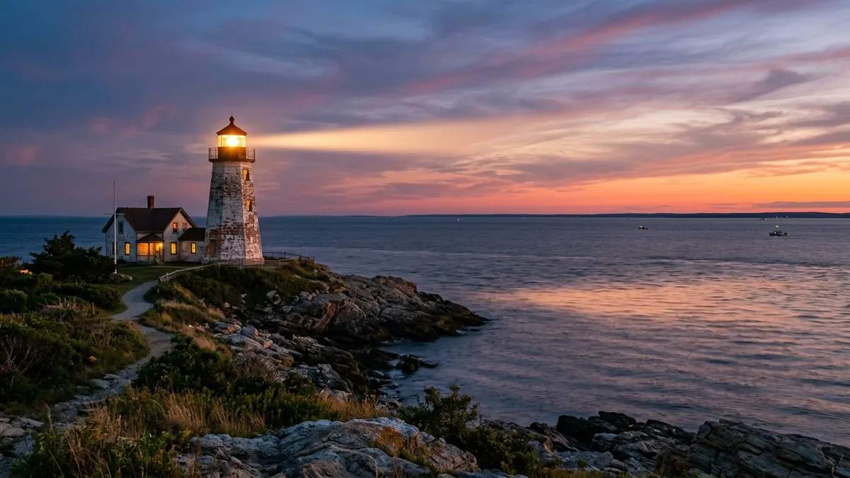 Farol aceso ao entardecer sobre o mar: Salmo 27, o Senhor é a minha luz
